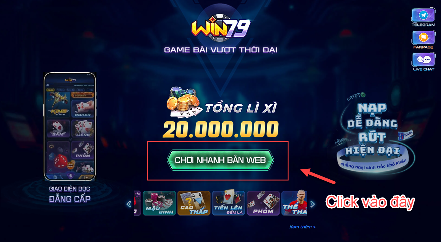 bạn nhấn "Chơi nhanh bản web"